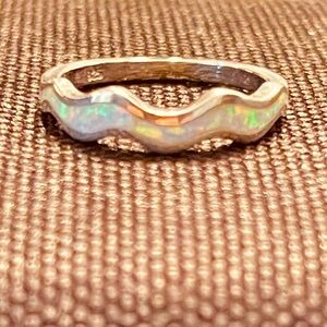 925 Silver Band with Iridescent Engraving on front